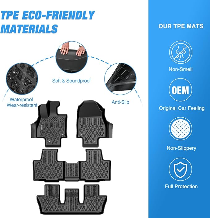 Nilight TPE Floor Mats for TX TX350 TX500h TX550h+ 2024 2025 2026 All Weather Custom Fit Heavy Duty Floor Liners