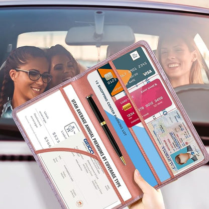 CoBak Car Registration and Insurance Holder - Vehicle Glove Box Car Organizer,Auto Truck Comparment Accessories Case with Magnetic Closure for Driver License,Cards
