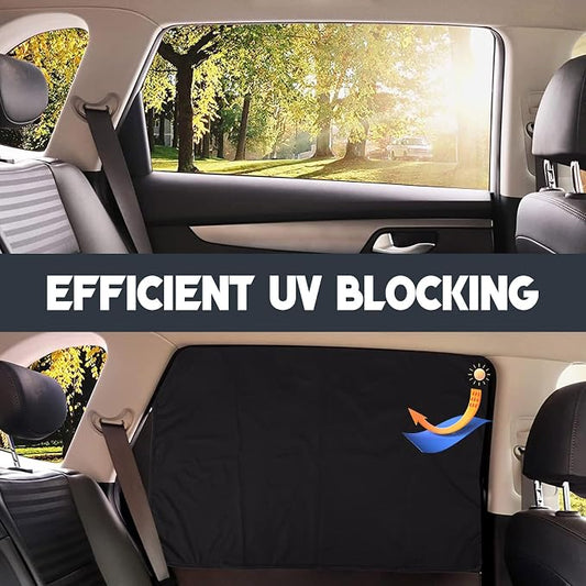 ZATOOTO Car Window Curtains - 2 Pcs Black Silk Side Rear Protection Covers - Magnetic Privacy Sun Shade Keeps Cooler for Baby Kids Sleeping
