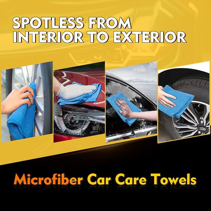 HOMEXCEL Blue Microfiber Cleaning Cloths 100 Pack, Reusable Cleaning Rags Shop Towels - Bulk Multipurpose Microfiber Towels, Lint Free Cleaning Towels for Car, House & Kitchen, 11.5 x 11.5 inch