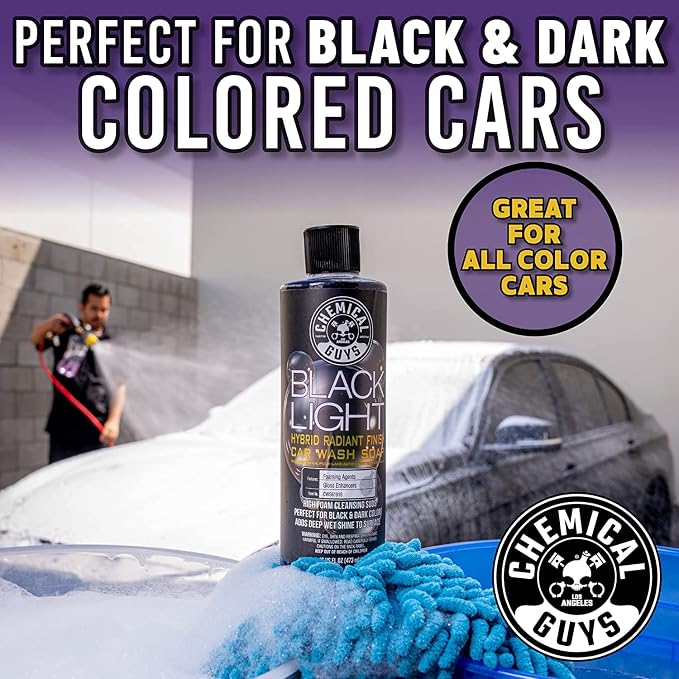 Chemical Guys Black Light Hybrid Radiant Finish Car Wash Soap and Superior Surface Cleanser 2 Pack (2 X 16 Fl. Oz.) - Gloss Enhancing pH Balanced Formula for Maximum Shine