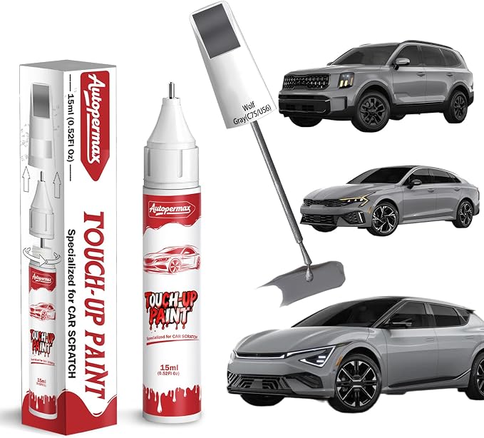 C7S/US6 Wolf Gray Car Touch Up Paint for Kia, Color Accurate Two-In-One Car Paint Scratch Repair Pen, Professional Scratch Remover for Vehicles Chips and Nicks Scuff