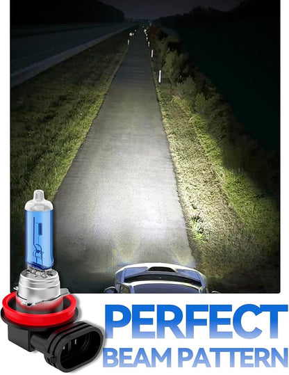 H11 Headlight Bulb H11 Halogen Bulbs No Flashing 12V 55W 5000K Xenon White, 2 Pack