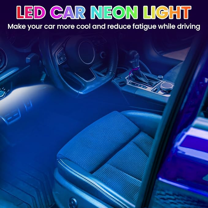 Car LED Strip Lights 2in1 Light Strip Flexible Color Ambient Light for TV, Home, DIY Interior and Exterior Decoration Ice Blue