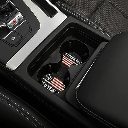 Anniversary American Flag Steering Wheel Cover 14-15 Inch +2Pc Car Coasters | Universal Anti-Slip Breathable for Men Women | Patriotic Car Accessories USA Flag Auto Interior Decor Gift
