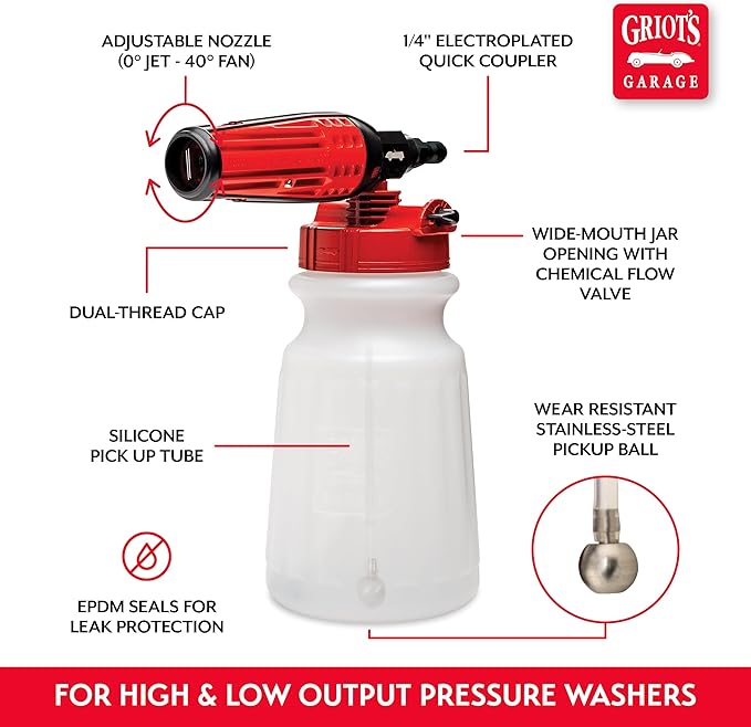Griot's Garage Brilliant Finish Foam Cannon for Pressure Washers, Foam Cannon
