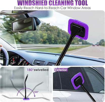 17PCS Car Cleaning Kit, Purple Car Interior Detailing Kit with High Power Handheld Vacuum, Detailing Brush Set, Windshield Cleaner, Cleaning Gel, Complete Auto Accessories for Women Gift