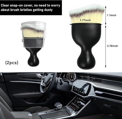 Ziciner 2 PCS Car Detailing Brush, Curved Soft Bristles Auto Removal Dust Collectors, Universal Vehicle Dashboard, Air Conditioner Vents etc Interior Cleaning Tool Accessories (Beige)