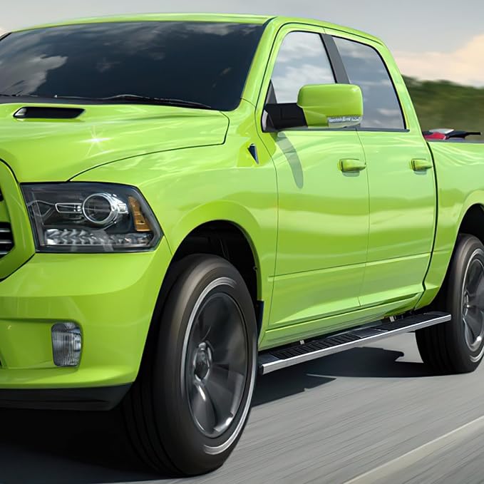 6.75" Running Boards Side Step Bars Compatible with 2009-2024 Dodge Ram 1500 2500 3500 Crew Cab, Stainless Steel Flat Side Truck Running Boards, Chrome