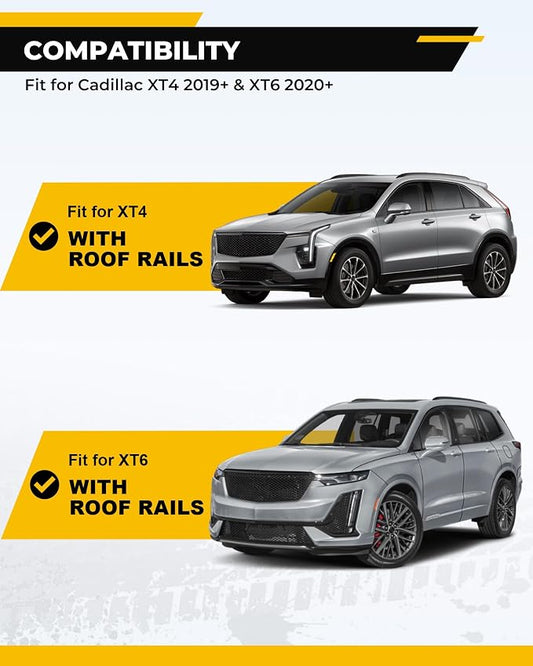 265LBS Lockable Cross Bars Roof Rack Fit for Cadillac XT6 2020-2025 & XT4 2019-2025 Aluminum Crossbars Cargo Bar Luggage Baggage Carrier Rooftop Accessories, for Storage Bag Kayak Snowboard Canoe Bike