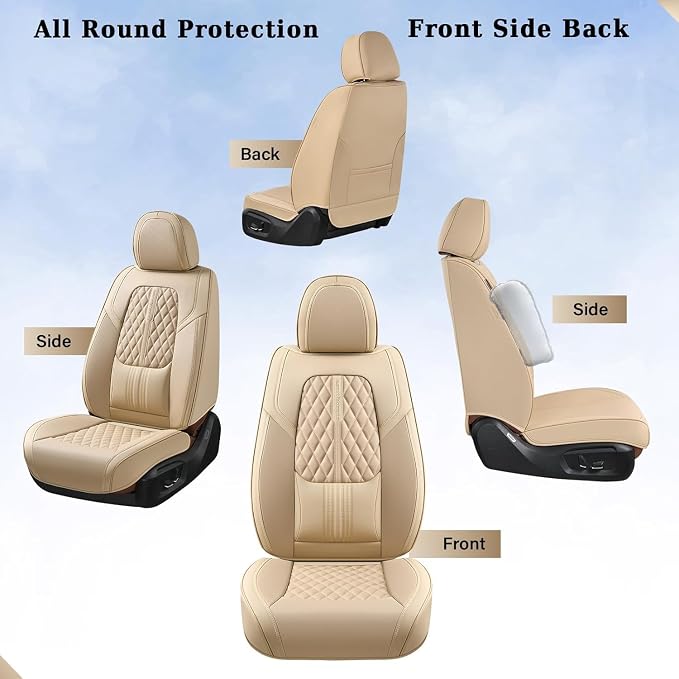Coverado Car Seat Covers, Car Seat Covers Front Seats, 2-Pack Front Seat Cover, Nappa Leather Waterproof Seat Covers, Car Seat Protectors, Automotive Seat Covers Universal Fit for Most Vehicles
