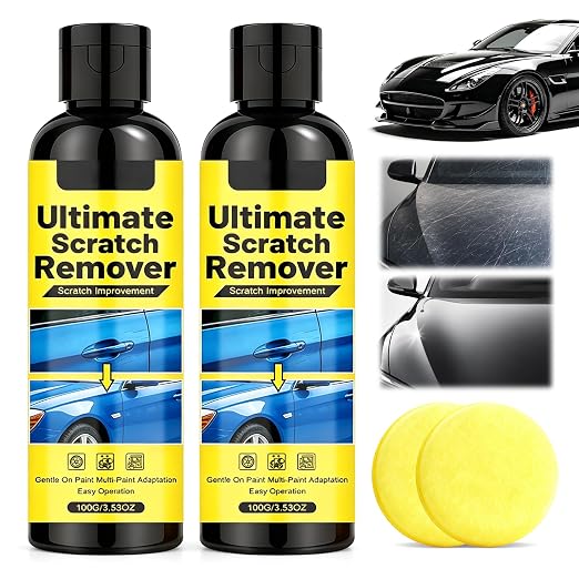 Scratch Remover for Vehicles, Car Scratch Remover Kit with Sponge, Upgrade Car Scratchs Remover for Deep Scratches in 60 Seconds, Quick Fix Removal Paste for Repair Scratche and Restore Shine (2pcs)