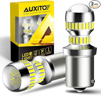 AUXITO 1156 LED Bulb White Super Bright 7506 1141 1003 BA15S P21W LED Light Replacement with Projector for Backup Reverse Tail Brake DRL Turn Signal Parking Light, Pack of 2