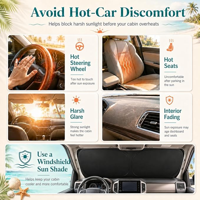 Sienna Windshield Sun Shade, Custom Fit Foldable Front Window Sunshade Visor, Reflective UV and Heat Block Interior Protector, Fits 1998–2025 Models
