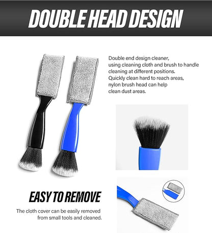 Universal 2 in 1 Duster for Car Clean,Car Bursh Tool,Double Head Brush,Auto Interior Detailing Brush,Soft Car Interior Detailing Brush Dust Brush (Blue)