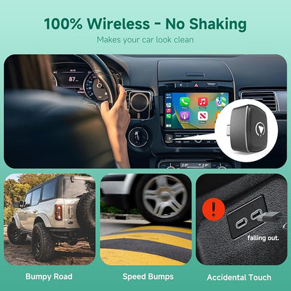 M1 Wireless CarPlay Android Auto Adapter, 2-in-1 Wired to Wireless Dongle, Aluminum Alloy & Glass Build, Mini Cable-Free Design, Dual 5G WiFi 6 for Cars with Factory Wired CP & AA