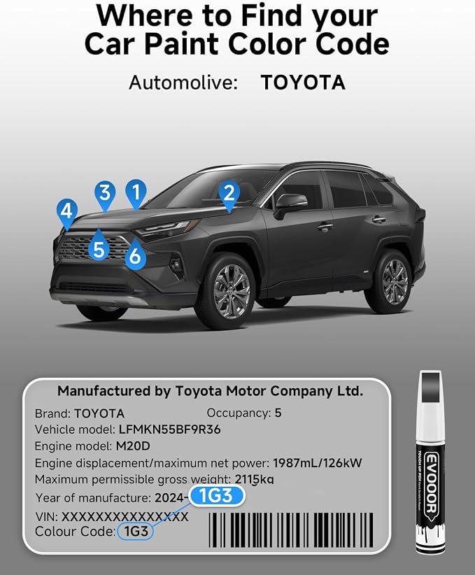 1G3 Magnetic Gray Metallic Touch Up Paint Compatible with Toyota Exact Match 2 in 1 Touch up Paint for Chips and Nicks Repair