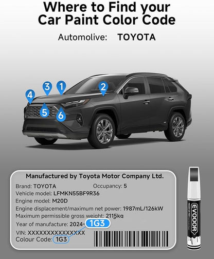 1G3 Magnetic Gray Metallic Touch Up Paint Compatible with Toyota Exact Match 2 in 1 Touch up Paint for Chips and Nicks Repair