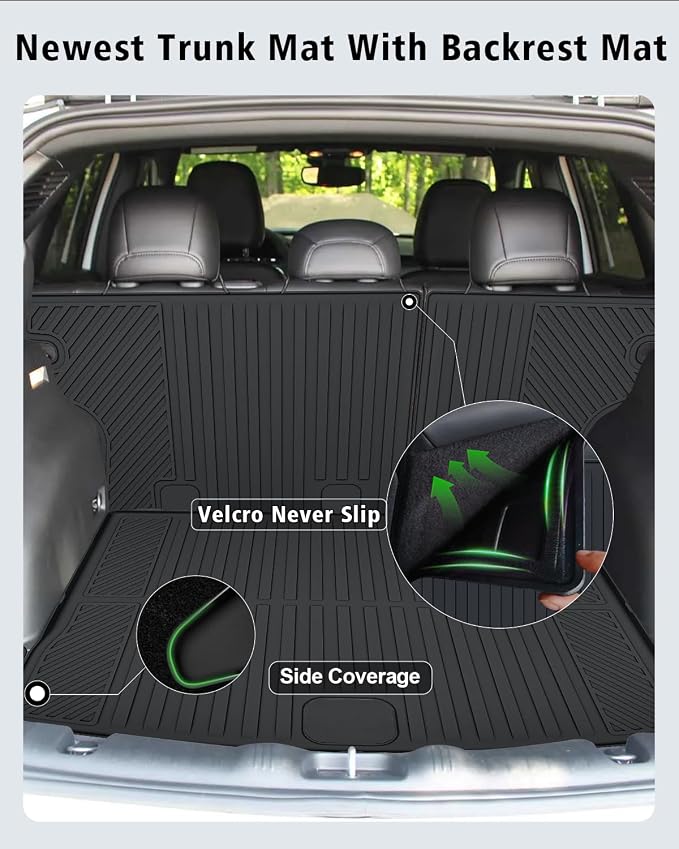 Floor Mats Custom Fit for Jeep Compass 2017-2025 2026 Trunk Mat with Backrest Mat All Weather TPE Rubber Cargo Liner Anti-Slip Full Set for Compass Accessories (Trunk Mat+Backrest Mats+Floor Mats)