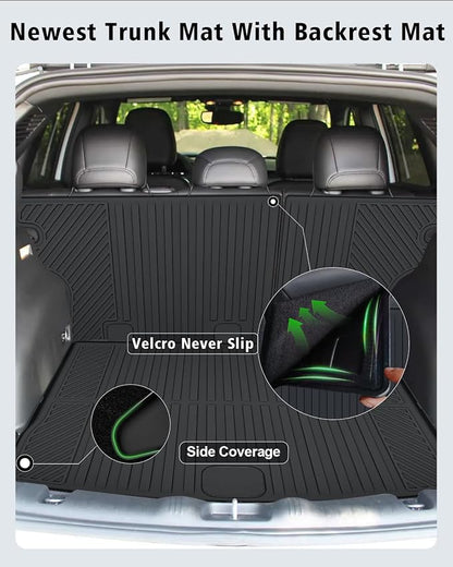 Floor Mats Custom Fit for Jeep Compass 2017-2025 2026 Trunk Mat with Backrest Mat All Weather TPE Rubber Cargo Liner Anti-Slip Full Set for Compass Accessories (Trunk Mat+Backrest Mats+Floor Mats)