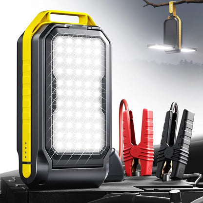 AUXITO Jump Starter: 6000A Car Portable-Battery Jumper Box with 4000LM LED Outdoor Camping Light and Power Bank Function, Up to 10.5L Gas and 10L Diesel Engines, USB Ports and Jumper Cable Included