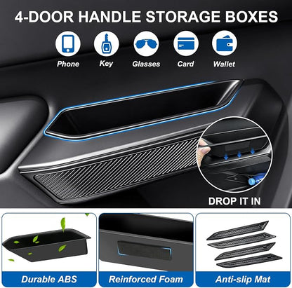 5PCS Center Console Organizer 4-Door Storage for Ford Bronco 2025 2026 | Handle Storage Box, Center Console Tray, Phone Holder & Door Grab Pocket, Not for 2-Door & Bronco Sport & Manual Transmission