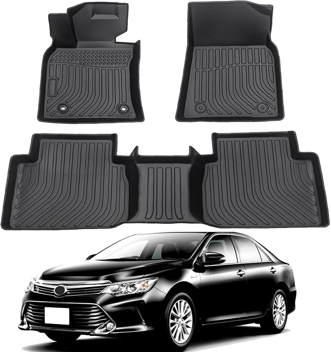 All Weather Floor Mats Compatible with 2018-2024 Toyota Camry(NO FIT 2018-2024 Camry Hybrid), Custom Fit Full Set Floor Liners, Odorless, Raise Edge, Non Slip, Easy to Install, Camry Accessories