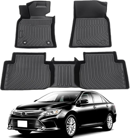 All Weather Floor Mats Compatible with 2018-2024 Toyota Camry(NO FIT 2018-2024 Camry Hybrid), Custom Fit Full Set Floor Liners, Odorless, Raise Edge, Non Slip, Easy to Install, Camry Accessories