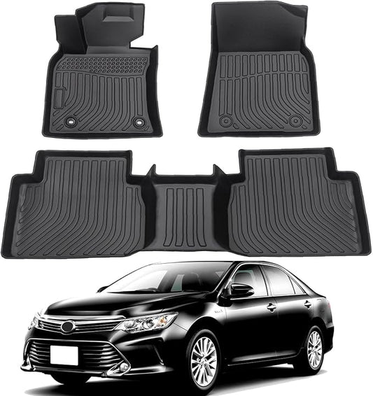 All Weather Floor Mats Compatible with 2018-2024 Toyota Camry(NO FIT 2018-2024 Camry Hybrid), Custom Fit Full Set Floor Liners, Odorless, Raise Edge, Non Slip, Easy to Install, Camry Accessories