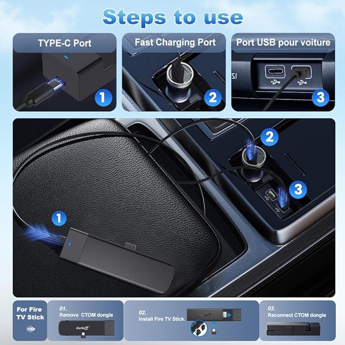 Carlinkit FireDrive Link Pro Car TV Converter, Wireless CarPlay Adapter with HDMI for Fire TV Stick Streaming, Convert Wired CarPlay to Wireless Android Auto & Apple CarPlay Dongle, Plug & Play