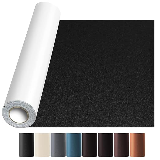 JuCheng Leather Repair Kit -Leather Repair Patch Self-Adhesive Waterproof Patch & Glue for Furniture, Car Seats, Sofa, Couch, Vinyl - Instant Fix for Tears & Scratches (Black, 17X158 inch)