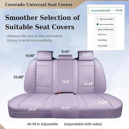 Coverado Rear Seat Covers, Leather Seat Cover for Car, Universal Waterproof Automotive Seat Cushion Protector for Most Cars Trucks SUV (Purple)
