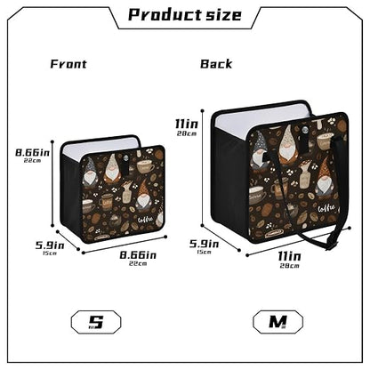 Car Trash Can Organizer Bin with Adjustable Strap for Back Front Seat Console Waterproof Leakproof Collapsible Portable 11 Inch Brown Gnomes Coffee Beans Cups