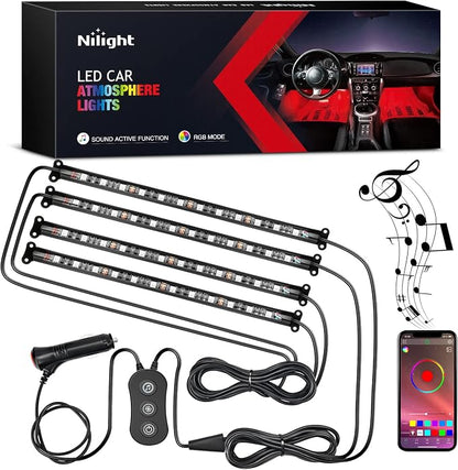 Nilight Car Interior Lights with APP Control 16 Million RGB Colors Strip Lights with Music Sync Mode and Multiple Scene Options for Cars Trucks SUVs