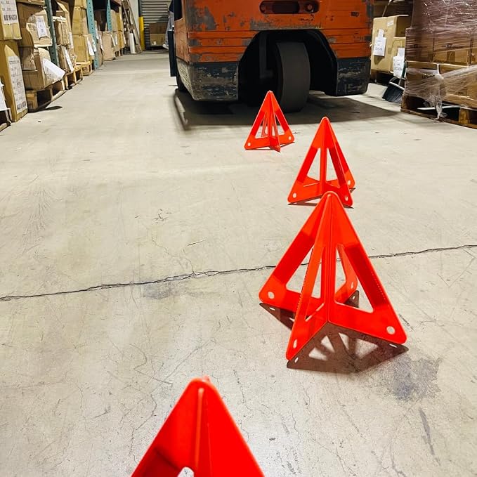 3 Piece 3D Plastic Warning Triangle for Road Safety and Emergency || High Visibility and Economical || Great for Laymen Use