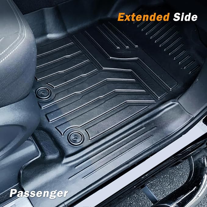 KUST Custom Fit Floor Mats for 2017-2024 Nissan Titan / 2016-2024 Nissan Titan XD Crew Cab (with Rear Under Seat Organizer) All Weather Floor Liners 5D 1st & 2nd Row Carpet Liners Black