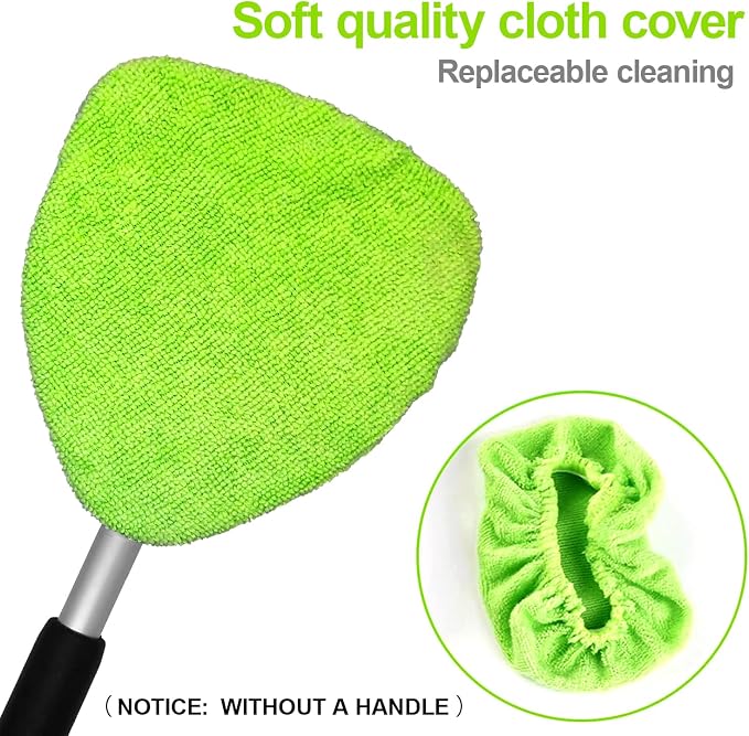 XINDELL 5 Pack Microfiber Pads – Replacement Heads Cover for Xindell Windshield Cleaner Tools. Washable & Reusable Triangle Pads (Green). Fits Window Reach Tool - Handle Not Included