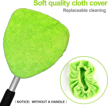 XINDELL 5 Pack Microfiber Pads – Replacement Heads Cover for Xindell Windshield Cleaner Tools. Washable & Reusable Triangle Pads (Green). Fits Window Reach Tool - Handle Not Included