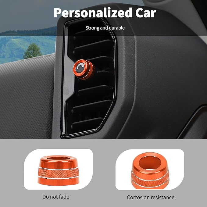 Linskip Aluminum Vent Knob Covers Compatible with Ford Bronco Sport 2021-2024, Dash Air Vent Knob Trim Kit for Bronco Sport Interior Accessories(Orange)