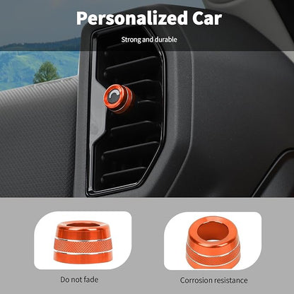 Linskip Aluminum Vent Knob Covers Compatible with Ford Bronco Sport 2021-2024, Dash Air Vent Knob Trim Kit for Bronco Sport Interior Accessories(Orange)