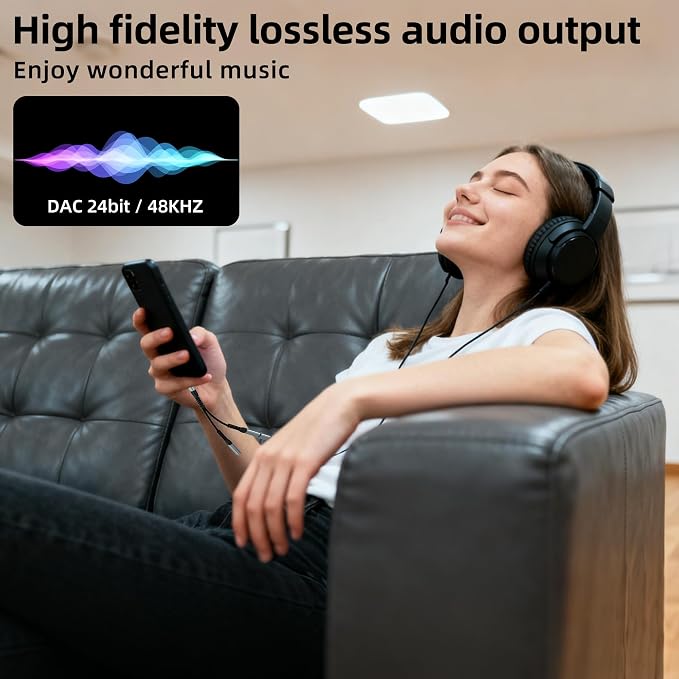 USB C Splitter(2in1)Type C to Headphone Adapter for Iphone 17 16 15 Pro Max Charger Cable Jack DAC Audio Dongle Dual Charging Aux Cord for Apple Fast Multi Port Car Headset Compatible for Samsung S25
