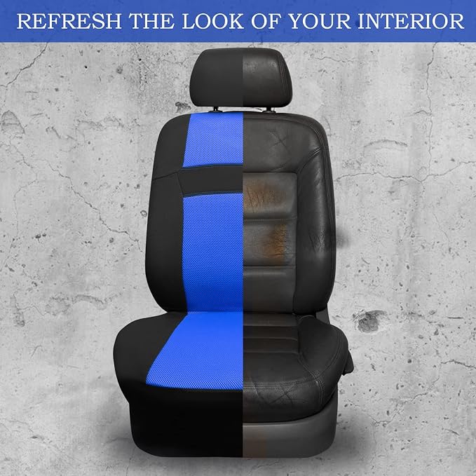 CAR PASS Seat Cover Full Sets, 3D Air Mesh Car Seat Cover with 5mm Composite Sponge Inside,Airbag Compatible Universal Fit for SUV,Vans,sedans, Trucks, Automotive Interior Covers(Black Blue)