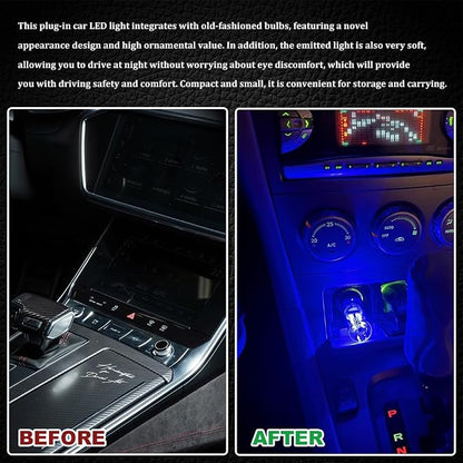 USB LED Car Interior Atmosphere Light, Car USB Night Light, Plug-in Auto Ambient Lighting Retro Lamps, Touch Adjustment LED Automotive Night Lamp Auto Accessories for bedrooms Camping (Blue)