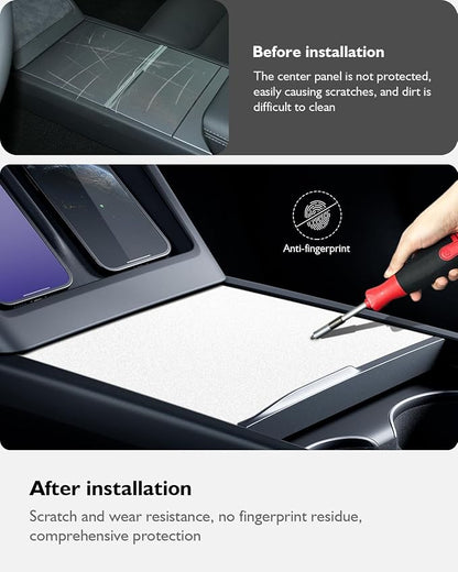 Farmogo Center Console Carbon Kit for Tesla Model Y Juniper 2025-2026 & Model 3 Highland 2024-2026 Accessories 3PCS Center Console Cover Interior Decoration Wrap Kit (White)