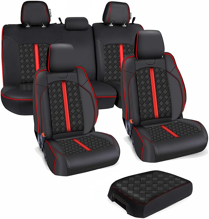 Carlimeki Tacoma Seat Covers Custom Fit for 2005 2006 2007 2008 2009 2010 2011 2012 2013 2014 2015 Crew Cab 2nd Gen Tacoma Base, PreRunner, TRD Pro - Center Console Armrest Covers - Fully Covered