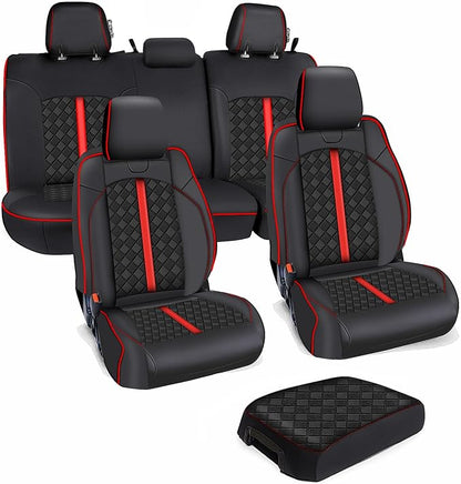 Carlimeki Tacoma Seat Covers Custom Fit for 2005 2006 2007 2008 2009 2010 2011 2012 2013 2014 2015 Crew Cab 2nd Gen Tacoma Base, PreRunner, TRD Pro - Center Console Armrest Covers - Fully Covered