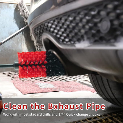 Wheel Brush, Soft Drill Wheel Cleaner Brush, Drill Brush for Car Wheel, No Scratches Highly Dense and Durable Car Wheel Brush Rim Tire Car Cleaning Brush for Wheels, Rims, Engines, Exhaust