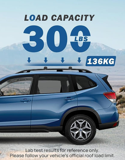 JOYTUTUS Car Roof Rack Crossbars, Compatible with Subaru Forester 2014-2026 with Lock (Not for Wilderness), 300LB Aluminum Crossbars for Roof Racks Trunks Kayaks Canoes Bicycles Skis