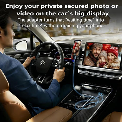 3-in-1 Wireless CarPlay Adapter with Video Streaming, Screen Mirroring & Fast Charging, Enables YouTube/TikTok via Wired Connection, Plug & Play,Car with Wired CarPlay