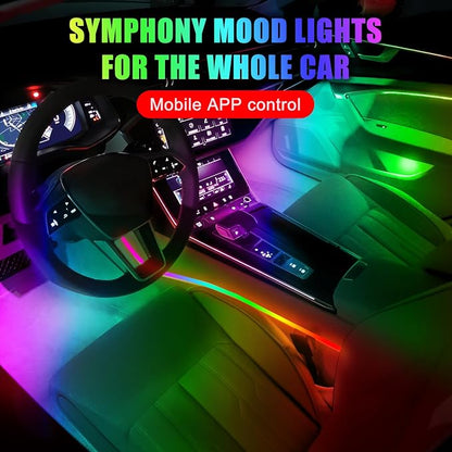 HMYC Car Interior Ambient Lights,18 in 1 128 Colorful LED Acrylic Fiber Optic Strip,Universal Multiple Modes Decoration Atmosphere with Music Sync Rhythm,APP Control,RGB Neon Lighting for All Cars